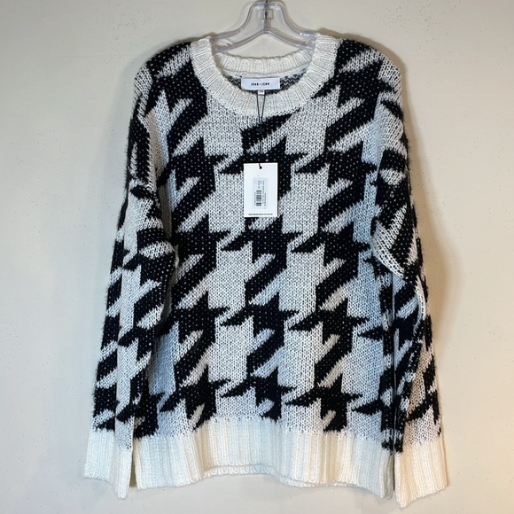 NWT. JOHN + JENN Rickey Houndstooth Crew Neck Sweater. Large - Picture 2 of 10
